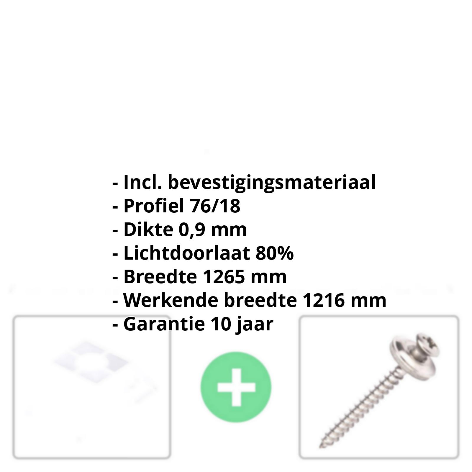Polycarbonaat damwandplaat | 76/18 | Voordeelpakket | 0,90 mm | Opaal wit | Breedte 3,70 m | Lengte 2,00 m #2