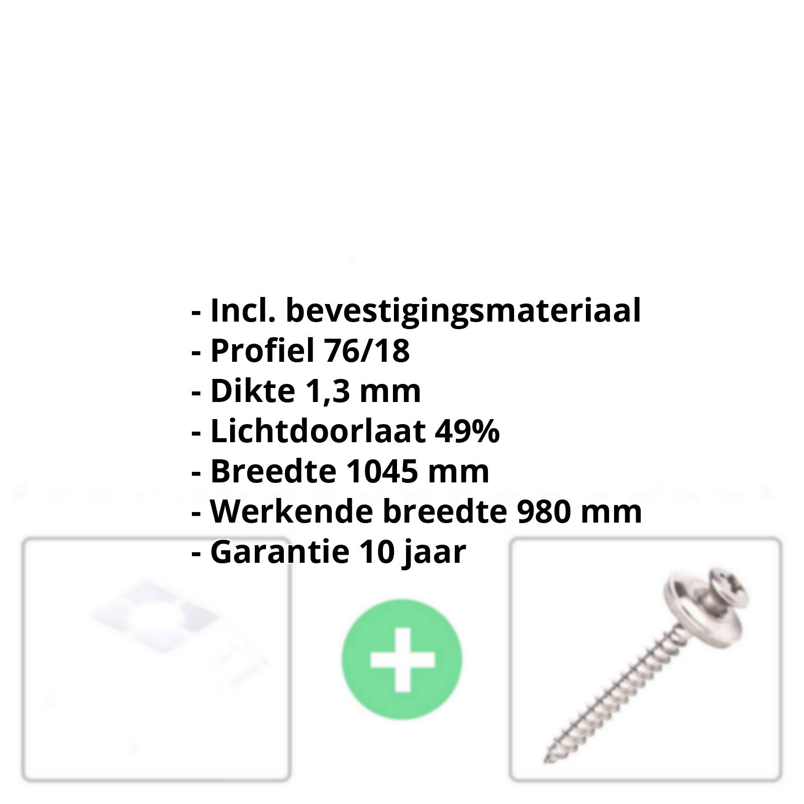 Polycarbonaat damwandplaat | 76/18 | Voordeelpakket | 1,30 mm | Opaal wit | Breedte 3,05 m | Lengte 2,00 m #2