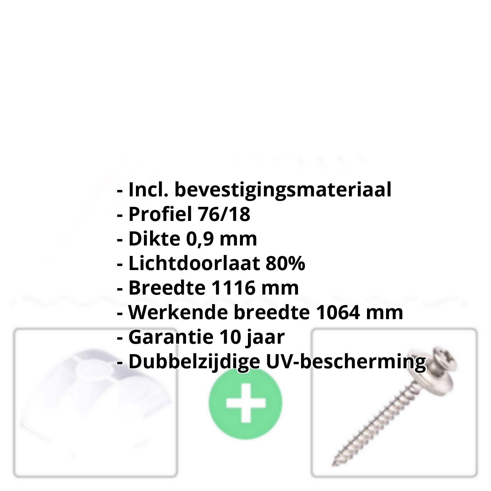Polycarbonaat golfplaat | 76/18 | Voordeelpakket | 0,90 mm | Opaal wit | Dubbelzijdige UV-bescherming | Breedte 3,25 m | Lengte 2,0 #2