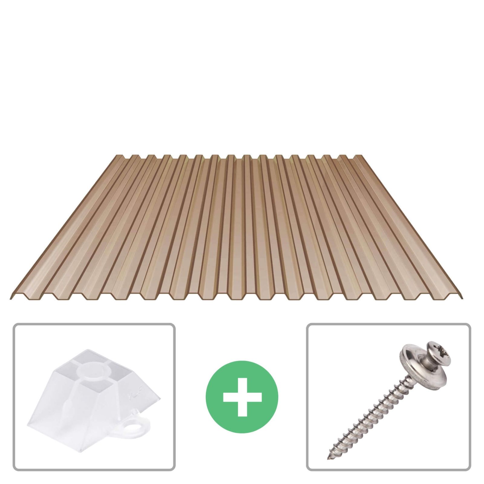 PVC damwandplaat | 70/18 | Voordeelpakket | 1,40 mm | Brons | Breedte 3,18 m | Lengte 2,00 m #1