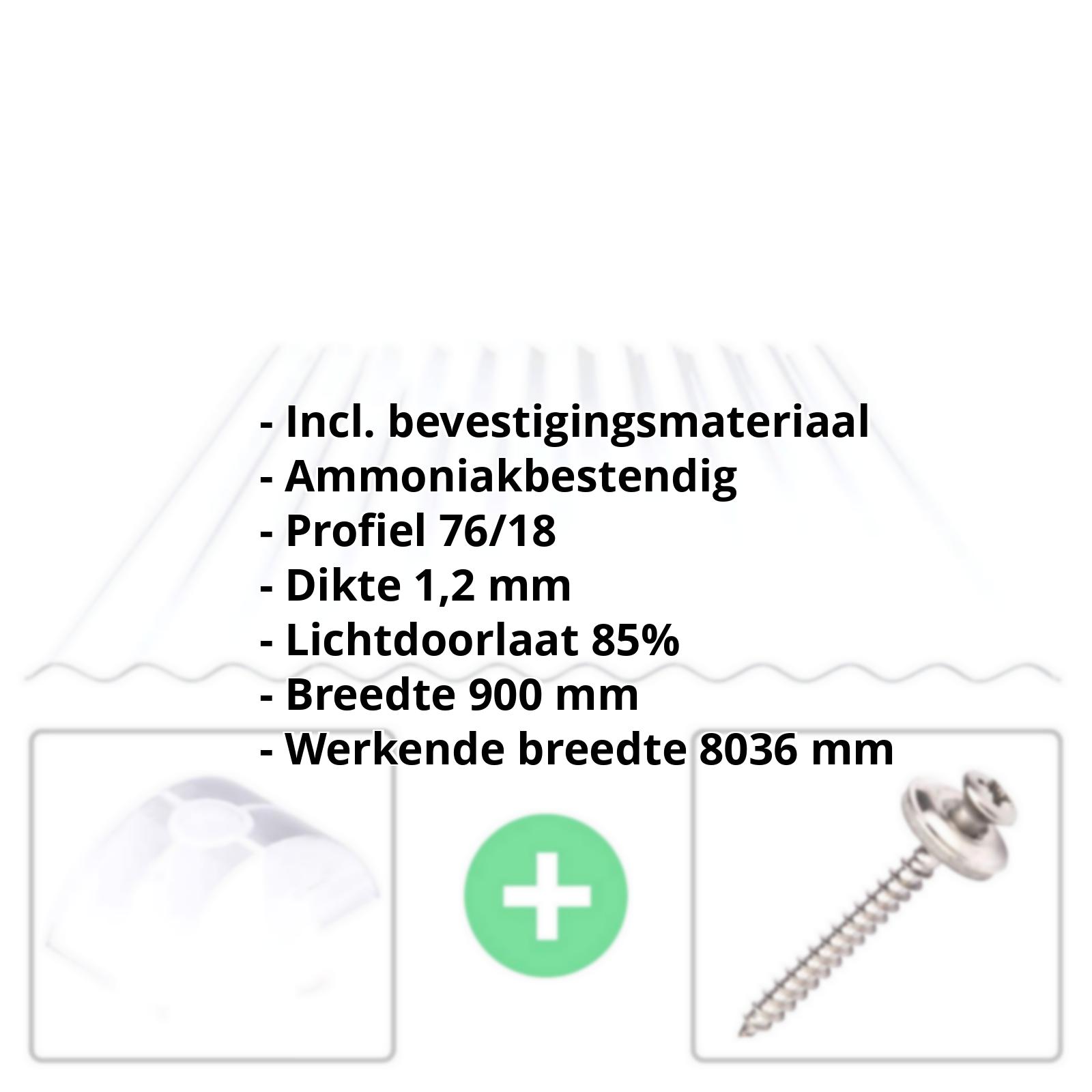 PVC golfplaat | 76/18 | Voordeelpakket | 1,20 mm | Helder, licht blauw getint | Breedte 2,57 m | Lengte 2,00 m #2