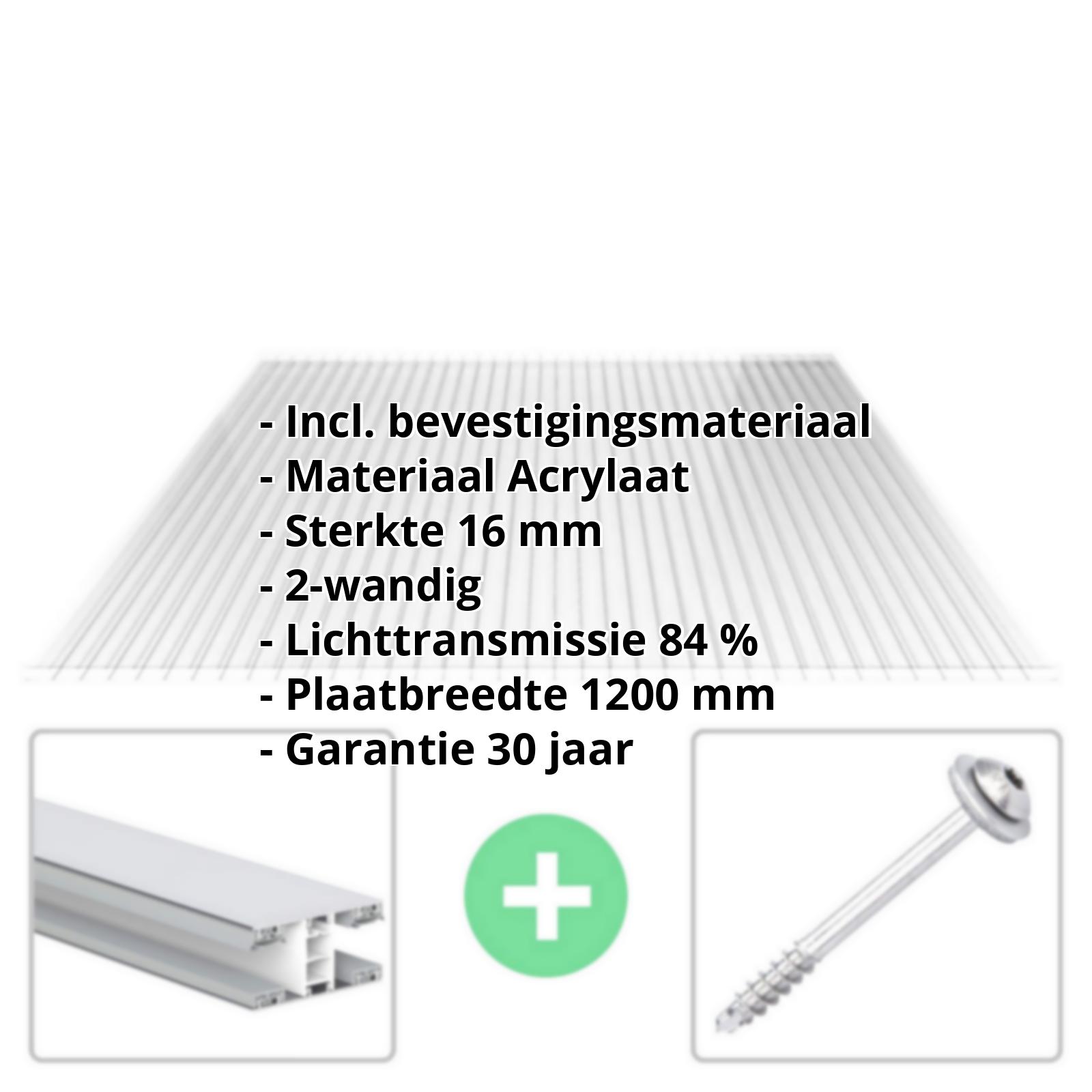 Acrylaat kanaalplaat | 16 mm | Profiel Mendig | Voordeelpakket | Plaatbreedte 1200 mm | Helder | Breedte 3,75 m | Lengte 2,00 m #2