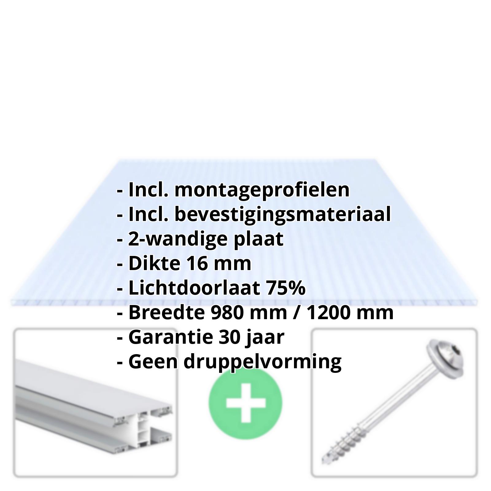 Acrylaat kanaalplaat | 16 mm | Profiel Mendig | Voordeelpakket | Plaatbreedte 1200 mm | Kristalblauw | Breedte 3,75 m | Lengte 2,00 m #2