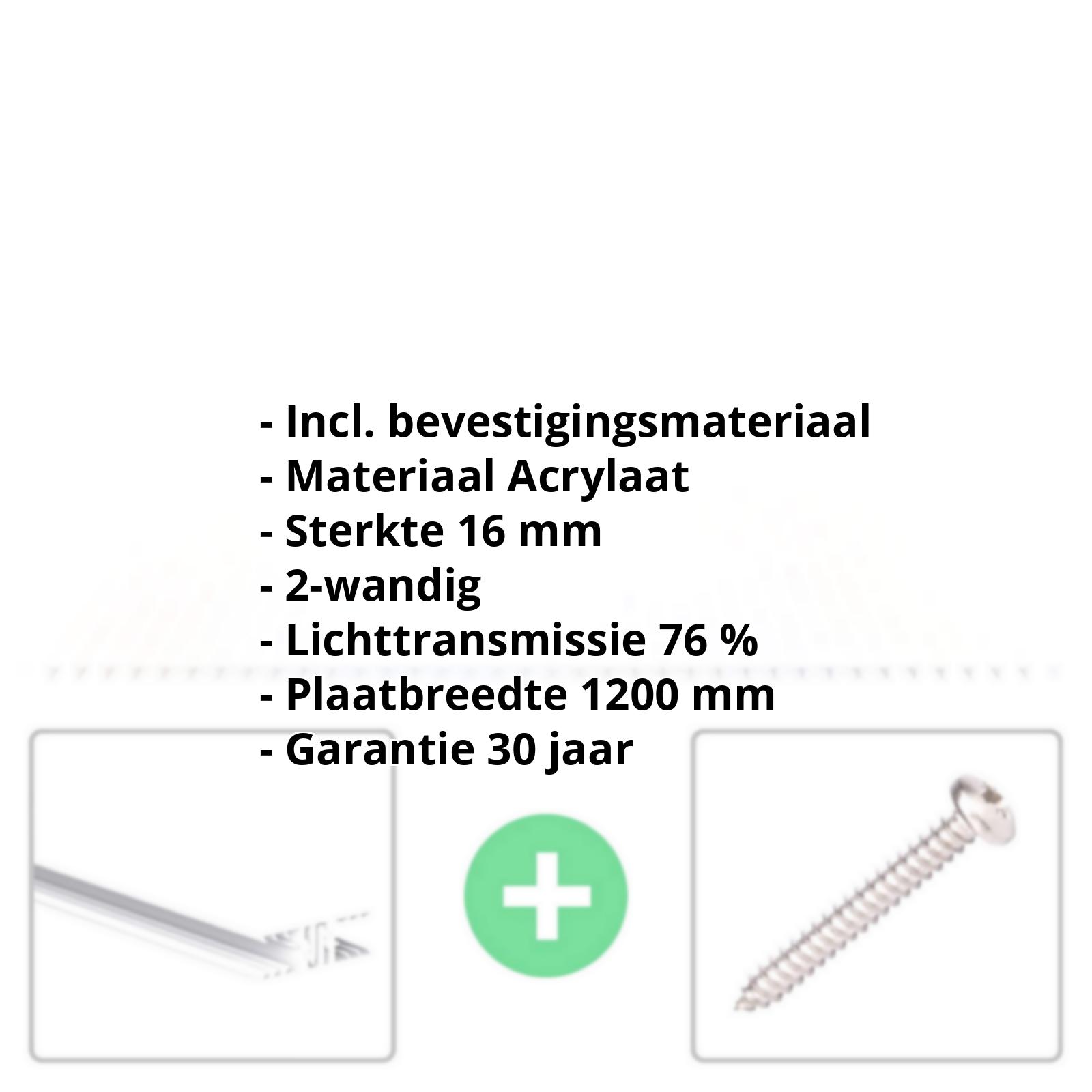Acrylaat kanaalplaat | 16 mm | Profiel Zeven | Voordeelpakket | Plaatbreedte 1200 mm | Opaal wit | Breedte 3,79 m | Lengte 2,00 m #2