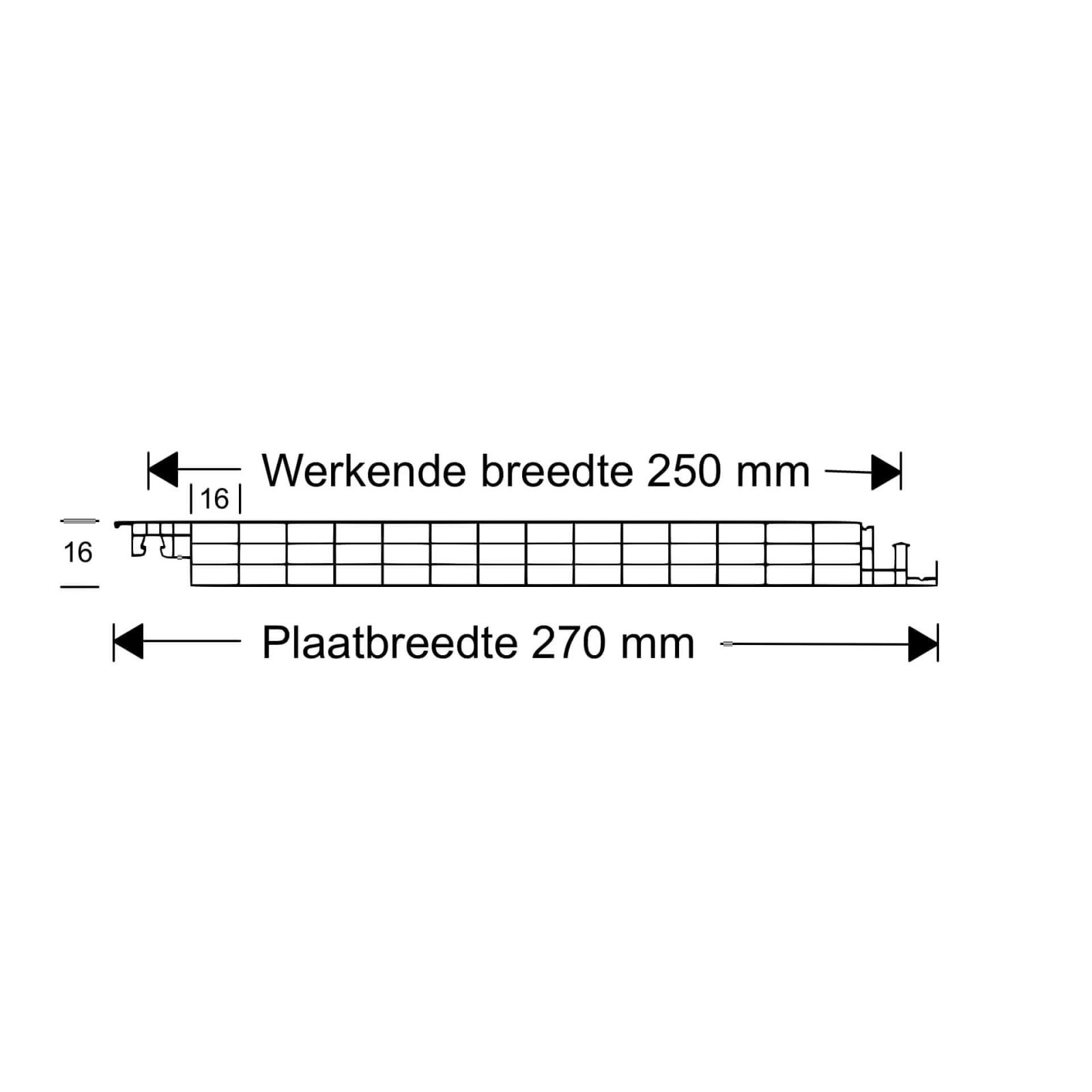 Polycarbonaat Click Paneel | 16 mm | Voordeelpakket | Plaatbreedte 270 mm | Helder, ijs-effect | Breedte 3,00 m | Lengte 2,50 m #6