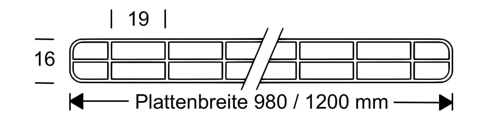 Polycarbonaat kanaalplaat | 16 mm | Profiel Mendig | Voordeelpakket | Plaatbreedte 1200 mm | Helder | Breedte 3,75 m | Lengte 2,00 m #11