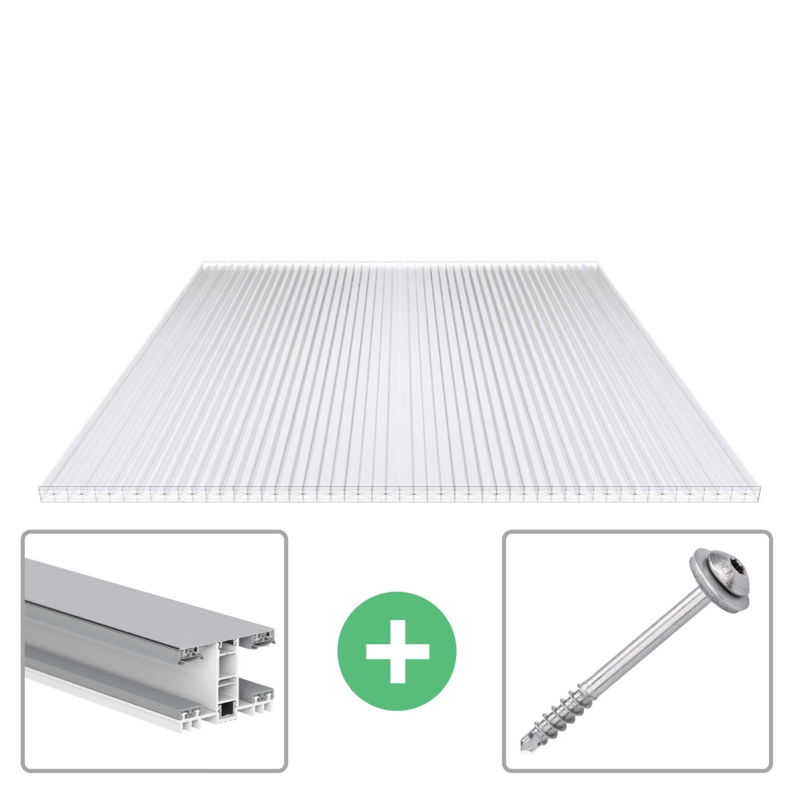 Polycarbonaat kanaalplaat | 25 mm | Profiel Mendig | Voordeelpakket | Plaatbreedte 980 mm | Helder | Extra sterk | Breedte 3,10 m | Lengte 2,00 m #1