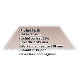 Acrylaat golfplaat | 76/18 | 3,00 mm | Brons | Honingraatstructuur | 500 mm #2