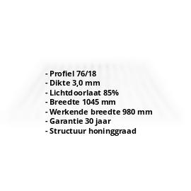Acrylaat golfplaat | 76/18 | 3,00 mm | Helder | Honingraatstructuur | 500 mm #2