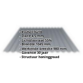 Acrylaat golfplaat | 76/18 | 4,50 mm | Platina grijs | Honingraatstructuur | 500 mm #2