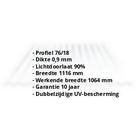 Polycarbonaat golfplaat | 76/18 | 0,90 mm | Helder | Dubbelzijdige UV-bescherming | 500 mm #2
