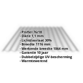 Polycarbonaat golfplaat | 76/18 | 1,10 mm | Zilvergrijs | Dubbelzijdige UV-bescherming | Warmtewerend | 500 mm #2