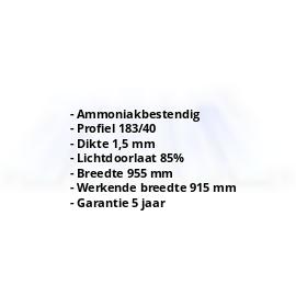 PVC damwandplaat | 183/40 | 1,50 mm | Helder, licht blauw getint | 500 mm #2