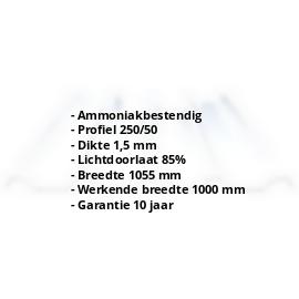 PVC damwandplaat | 250/50 | 1,50 mm | Helder, licht blauw getint | 500 mm #2
