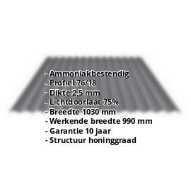 PVC golfplaat | 76/18 | 2,50 mm | Grijs | Honingraatstructuur | 500 mm #2