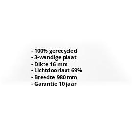 Polycarbonaat kanaalplaat | 16 mm | Breedte 980 mm | Helder | 2nd LIFE LINE | 500 mm #2