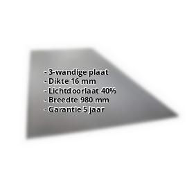 Polycarbonaat kanaalplaat | 16 mm | Breedte 980 mm | Antracietgrijs | Novalite | 500 mm #2