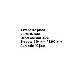 Polycarbonaat kanaalplaat | 16 mm | Breedte 1200 mm | Opaal wit | 500 mm #2
