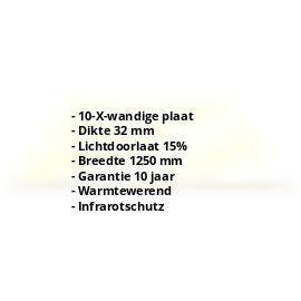 Polycarbonaat kanaalplaat | 32 mm | Breedte 1250 mm | Goud-opaal | Ideaal voor serre | 500 mm #2