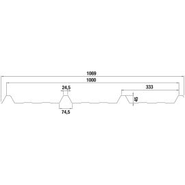 Damwandplaat 45/333 | Dak | Anti-Drup 1000 g/m² | Staal 0,50 mm | 25 µm Polyester | 7016 - Antracietgrijs #7