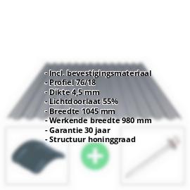 Acrylaat golfplaat | 76/18 | Voordeelpakket | 4,50 mm | Platina grijs | Honingraatstructuur | Breedte 3,01 m | Lengte 2,00 m #2