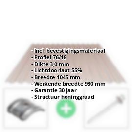 Acrylaat golfplaat | 76/18 | Voordeelpakket | 3,00 mm | Brons | Honingraatstructuur | Breedte 3,01 m | Lengte 2,00 m #2