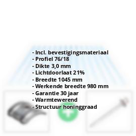 Acrylaat golfplaat | 76/18 | Voordeelpakket | 3,00 mm | Lichtblauw | Honingraat | Breedte 3,01 m | Lengte 2,00 m #2