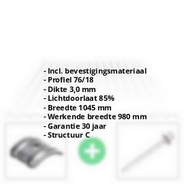 Acrylaat golfplaat | 76/18 | Voordeelpakket | 3,00 mm | Helder | C-Structuur | Breedte 3,01 m | Lengte 2,00 m #2