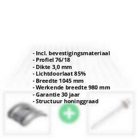 Acrylaat golfplaat | 76/18 | Voordeelpakket | 3,00 mm | Helder | Honingraatstructuur | Breedte 3,01 m | Lengte 2,00 m #2