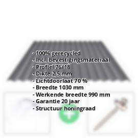 BIO LINE golfplaat | 76/18 | Voordeelpakket | 2,50 mm | Grijs | Honingraatstructuur | Breedte 3,01 m | Lengte 2,00 m #2