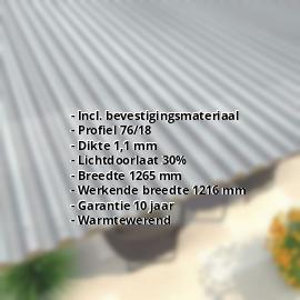 Polycarbonaat damwandplaat | 76/18 | Voordeelpakket | 1,10 mm | Zilvergrijs | Warmtewerend | Breedte 3,70 m | Lengte 2,00 m #2