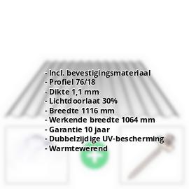 Polycarbonaat golfplaat | 76/18 | Voordeelpakket | 1,10 mm | Zilvergrijs | Warmtewerend | Breedte 3,25 m | Lengte 2,00 m #2