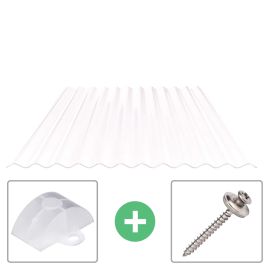 Polycarbonaat golfplaat | 76/18 | Voordeelpakket | 0,90 mm | Opaal wit | Dubbelzijdige UV-bescherming | Breedte 3,25 m | Lengte 2,0 #1