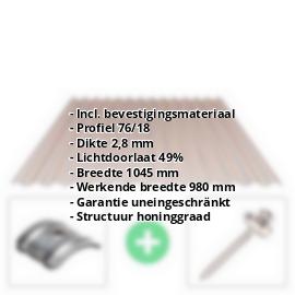 Polycarbonaat golfplaat | 76/18 | Voordeelpakket | 2,80 mm | Brons | Honingraatstructuur | Breedte 3,05 m | Lengte 2,00 m #2