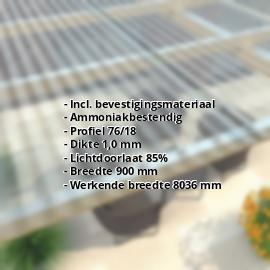 PVC golfplaat | 76/18 | Voordeelpakket | 1,00 mm | Helder, licht blauw getint | Breedte 2,57 m | Lengte 2,00 m #2