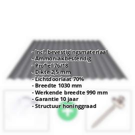 PVC golfplaat | 76/18 | Voordeelpakket | 2,50 mm | Grijs | Honingraatstructuur | Breedte 3,01 m | Lengte 2,00 m #2