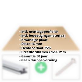 Acrylaat kanaalplaat | 16 mm | Profiel DUO | Voordeelpakket | Plaatbreedte 1200 mm | Brons | Breedte 3,75 m | Lengte 2,00 m #2