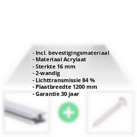 Acrylaat kanaalplaat | 16 mm | Profiel DUO | Voordeelpakket | Plaatbreedte 1200 mm | Helder | Breedte 3,75 m | Lengte 2,00 m #2