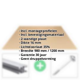 Acrylaat kanaalplaat | 16 mm | Profiel ECO | Voordeelpakket | Plaatbreedte 1200 mm | Brons | Breedte 3,71 m | Lengte 2,00 m #2