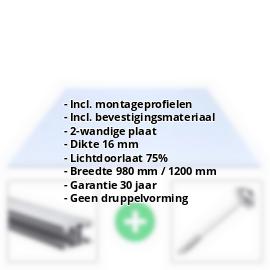 Acrylaat kanaalplaat | 16 mm | Profiel ECO | Voordeelpakket | Plaatbreedte 1200 mm | Kristalblauw | Breedte 3,71 m | Lengte 2,00 m #2