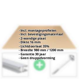 Acrylaat kanaalplaat | 16 mm | Profiel Mendig | Voordeelpakket | Plaatbreedte 980 mm | Brons | Breedte 3,09 m | Lengte 2,00 m #2