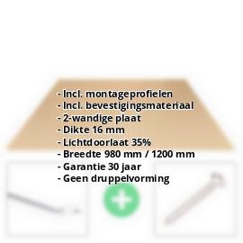 Acrylaat kanaalplaat | 16 mm | Profiel Zeven | Voordeelpakket | Plaatbreedte 1200 mm | Brons | Breedte 3,79 m | Lengte 2,00 m #2