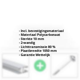 Polycarbonaat kanaalplaat | 10 mm | Profiel Mendig | Voordeelpakket | Plaatbreedte 1050 mm | Helder | Breedte 3,30 m | Lengte 2,00 m #2