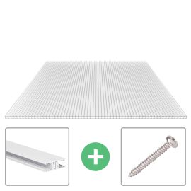 Polycarbonaat kanaalplaat | 10 mm | Profiel Zeven | Voordeelpakket | Plaatbreedte 1050 mm | Helder | Breedte 3,34 m | Lengte 2,00 m #1