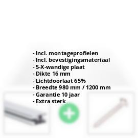 Polycarbonaat kanaalplaat | 16 mm | Profiel DUO | Voordeelpakket | Plaatbreedte 980 mm | Helder | Extra sterk | Breedte 3,09 m | Lengte 2,00 m #2