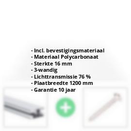 Polycarbonaat kanaalplaat | 16 mm | Profiel DUO | Voordeelpakket | Plaatbreedte 1200 mm | Helder | Breedte 3,75 m | Lengte 2,00 m #2