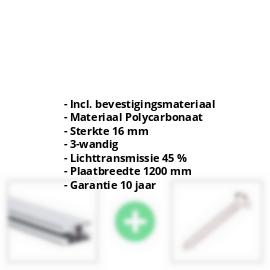Polycarbonaat kanaalplaat | 16 mm | Profiel DUO | Voordeelpakket | Plaatbreedte 1200 mm | Opaal wit | Breedte 3,75 m | Lengte 2,00 m #2