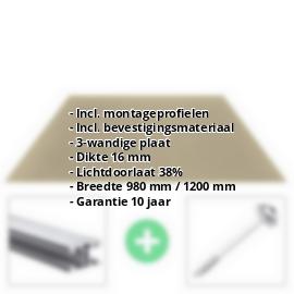 Polycarbonaat kanaalplaat | 16 mm | Profiel ECO | Voordeelpakket | Plaatbreedte 1200 mm | Brons | Breedte 3,71 m | Lengte 2,00 m #2
