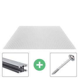 Polycarbonaat kanaalplaat | 16 mm | Profiel ECO | Voordeelpakket | Plaatbreedte 1200 mm | Helder | Extra sterk | Breedte 3,71 m | Lengte 2,00 m #1