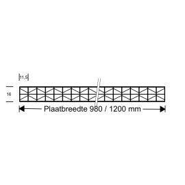 Polycarbonaat kanaalplaat | 16 mm | Profiel ECO | Voordeelpakket | Plaatbreedte 980 mm | Opaal wit | Extra sterk | Breedte 3,05 m | Lengte 2,00 m #10